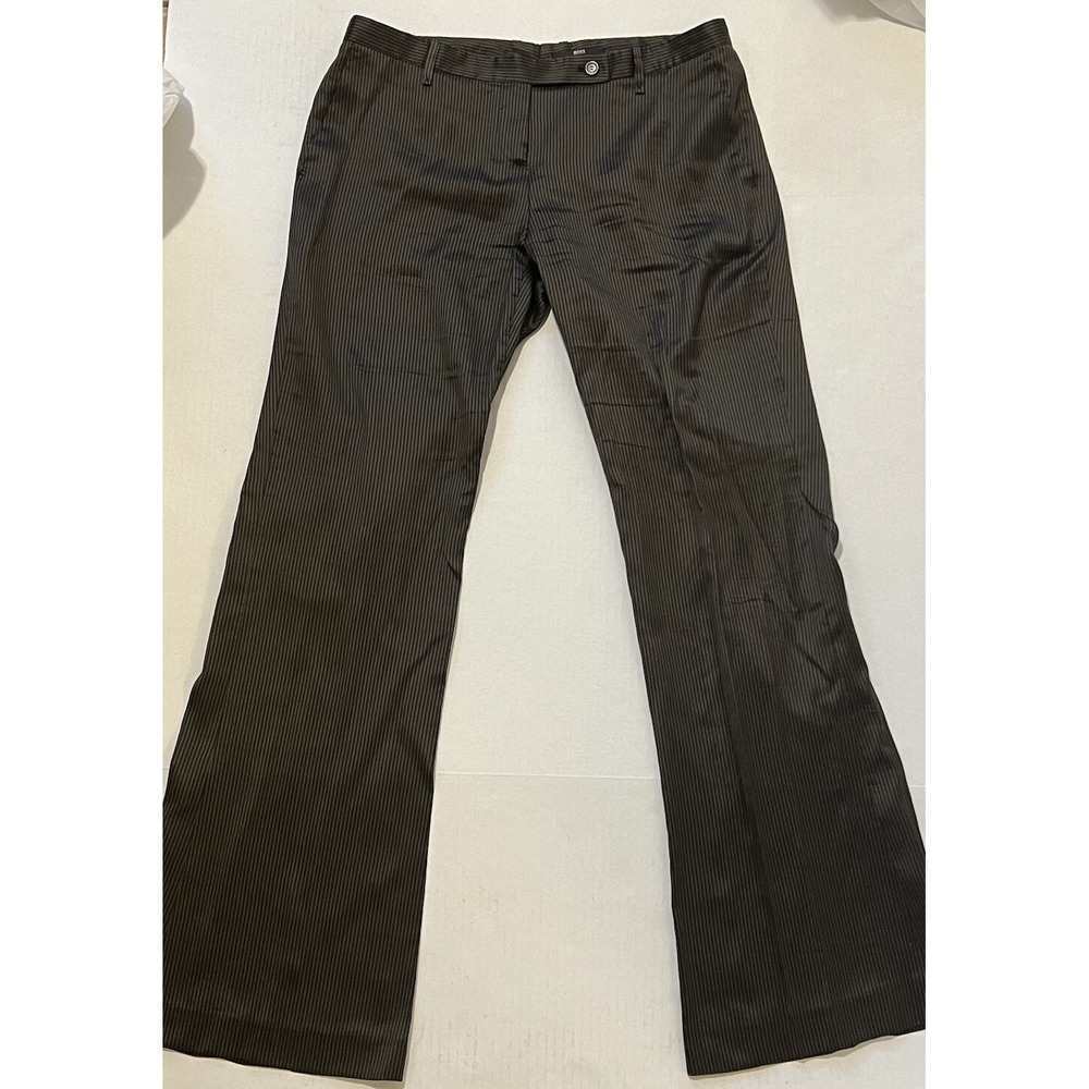 BOSS HUGO BOSS Thia Brown Silk‎ Blend Bell Wide Leg Trousers Pants, Size 8